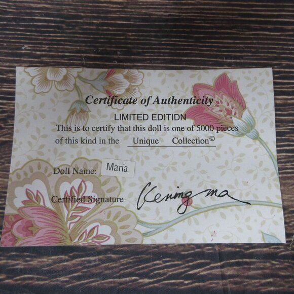 UniQue Porcelain Doll Limited Edition 16" - Maria - Picture 10 of 10